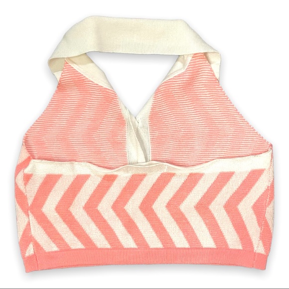 Retro Halter Top Sweater Vest Pink Sporty Soft Stretch Knit Medium - Picture 6 of 7